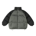 thumbnail image 1 of LYHaoo Boys Winter Coats And Jackets Thick Warm Short Padded Jacket For Children With Color Block Design And Stand Collar For Fall And Winter Seasons Warm Coat Gray Sizes 6-7 Years, 1 of 3