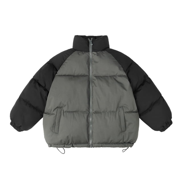 LYHaoo Boys Winter Coats And Jackets Thick Warm Short Padded Jacket For Children With Color Block Design And Stand Collar For Fall And Winter Seasons Warm Coat Gray Sizes 6-7 Years