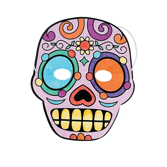 Color Your Own Day Of The Dead Masks - Craft Kits - 12 Pieces