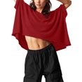 thumbnail image 3 of Oversized T-Shirts Womens Cropped Casual Short Sleeve Loose Fit Tee Tops, 3 of 5