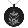 thumbnail image 1 of Stainless Steel Pirate Skull Anchor & Sabers Engraved Small Medallion Circle Charm Pendant Necklace, 1 of 1