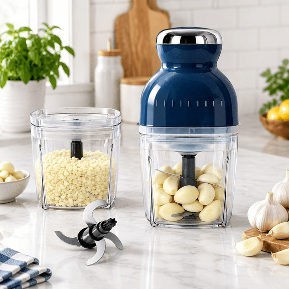 3-Cup Mini Electric Food Processor with Stainless Steel for Garlic, Onions, and Meal Prep