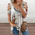 thumbnail image 2 of Ocean Nautical Vintage Sea Coastal Lighthouse Boat Womens Summer V Neck Zipper Top Short Sleeve T Shirt Off Shoulder Top Casual Classy Loose Shirts, 2 of 7