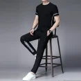 thumbnail image 4 of Conjuntos de pantalones de chándal para gimnasio, ropa deportiva, trajes deportivos, ropa lisa para hombre, jogger negro, camiseta barata para exteriores, camiseta esencial para hombre XL, 4 of 5