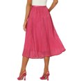 thumbnail image 3 of INSPIRE CHIC Pleated Midi Skirt for Women's Elastic Waist Casual Accordion Skirts XS Hot Pink, 3 of 6