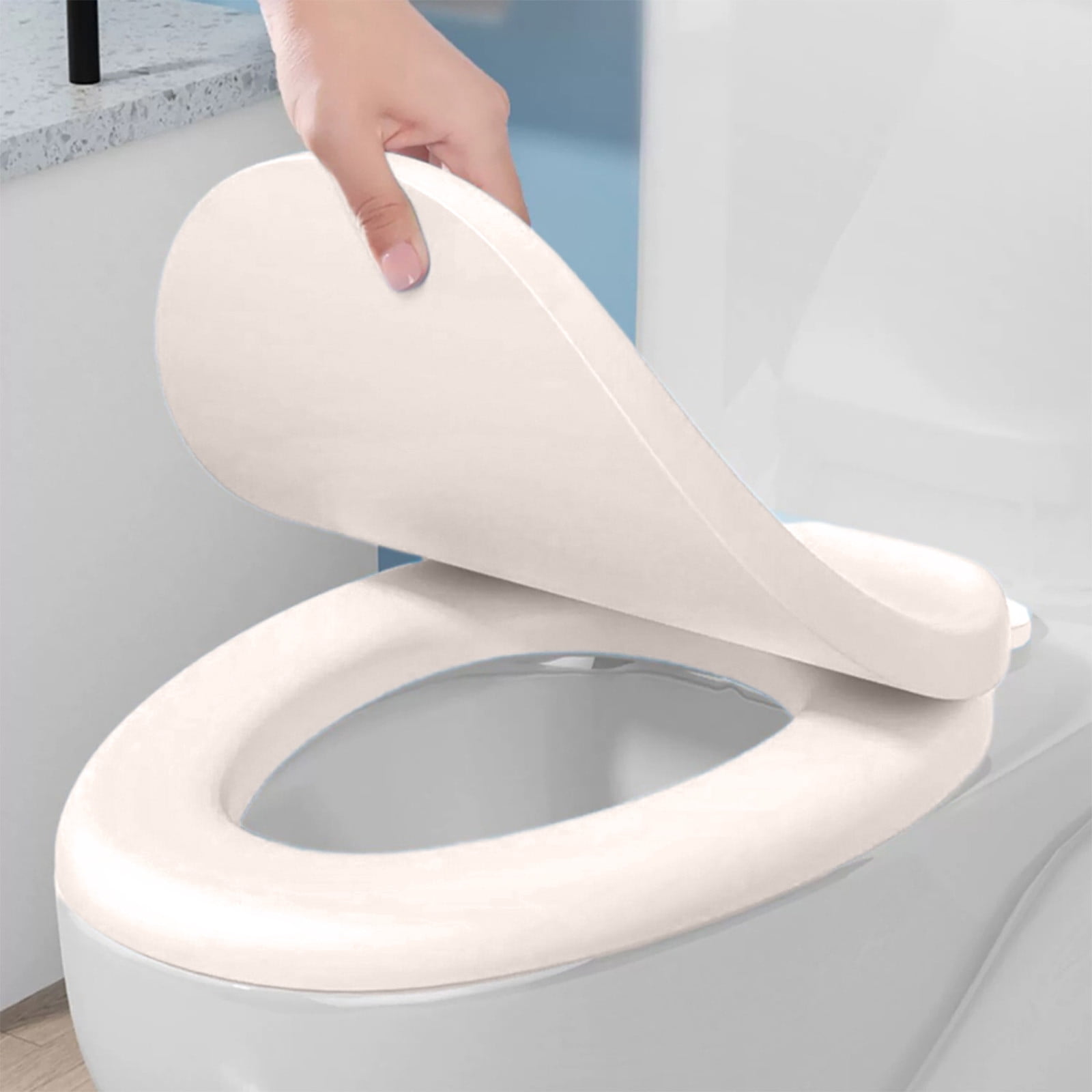 Toilet Seat under $5! Cagogo Round Toilet Seat, Soft Close Toilet Seat, Durable Plastic Toilet Seat with Cover, Easy Installation Toilet Seat for Standard Round Toilets, Quiet Closing Hinge