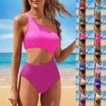 thumbnail image 4 of MDUKONU Women's Monokiniwomen's Tummy Control Swimsuit Long Torso Swimsuit Pink XL, 4 of 7