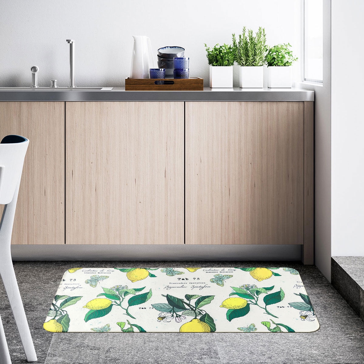 Lemon Yellow Tree Dish Drying Mat Kitchen Rug Flooring