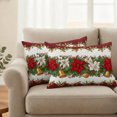 thumbnail image 2 of Christmas Poinsettia Outdoor Pillow Covers 20"x12" Set of 2,Waterproof Throw Pillow Covers for Patio Furniture,Winter Xmas Floral Bell Botanical Decorative Cushion Pillowcases for Garden Couch Sofa, 2 of 9
