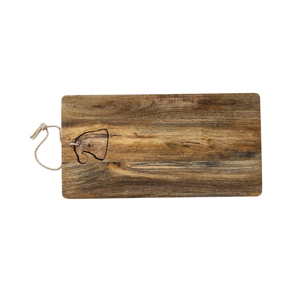 Creative Co-Op Mango Wood Cheese and Cutting Board with Santa Hat Cut-Out, Jute Tie, and Santa Hat Block, Natural