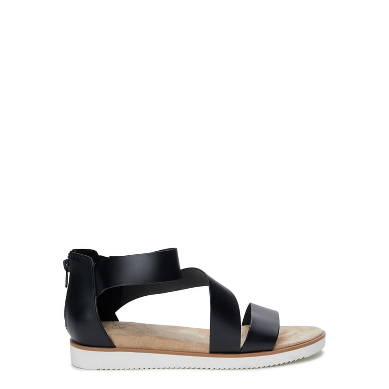 Time and Tru Women s Strappy Comfort Sandals Wide Width Available Walmart