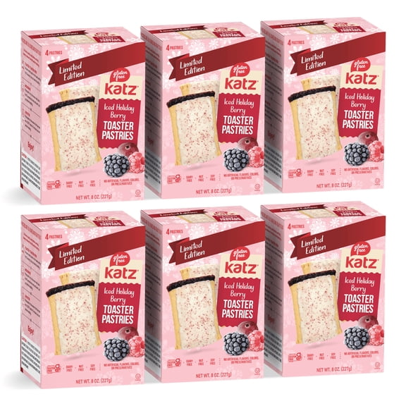 Toaster Pastries - Iced Holiday Berry |Gluten Free, Dairy Free, Nut Free, Soy Free, Kosher | (6 Pack, 8.0 Ounce Each)