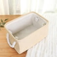 thumbnail image 1 of Cesta de almacenamiento de lino con cesta organizadora de mesa portátil, caja de almacenamiento de artículos diversos para cosméticos plegable Tamaño: grande, mediano y pequeño Color: amarillo claro,, 1 of 5