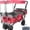 Grey Red, variant on Collapsible Wagon cart with Removable Canopy, Large All Terrain Wheels, Brake, Adjustable Handles, Cooler Bag, Grey Red