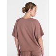 thumbnail image 4 of Joyspun Women's French Terry Knit Sleep Top with Short Sleeves, Sizes XS-3X, 4 of 6