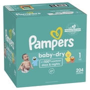 Pampers Baby-Dry Extra Protection Diapers, Size 1, 204 Ct