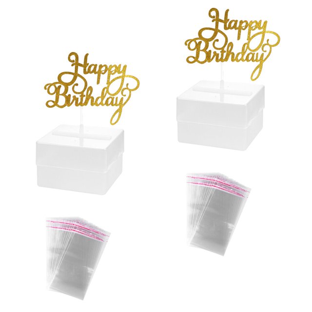 VERDANVERSE 2Jgo Caja Para Dinero Con Topper Transparente Para Decorar Pastel De Cumpleaños