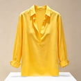 thumbnail image 5 of SETOOFF Womens Long Sleeve Tops Blouses Lapel Collar Half Button Henley Curved Hem Loose Casual Shirts Women Spring Summer Office Travel Daily Outfit, 5 of 5