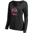 thumbnail image 2 of Women's Black New York Knicks Midnight Mascot Long Sleeve V-Neck T-Shirt, 2 of 3