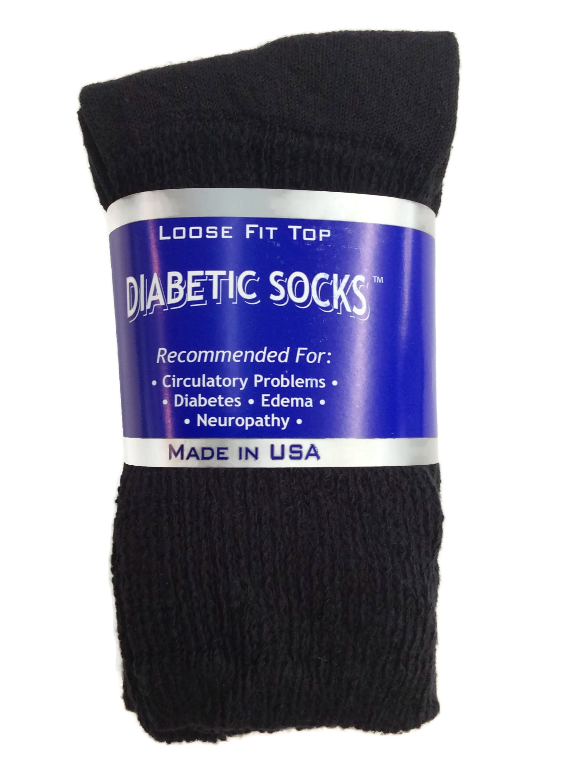 Creswell 12 Pairs Black Diabetic Crew Socks 10-13 Size MADE IN U.S.A