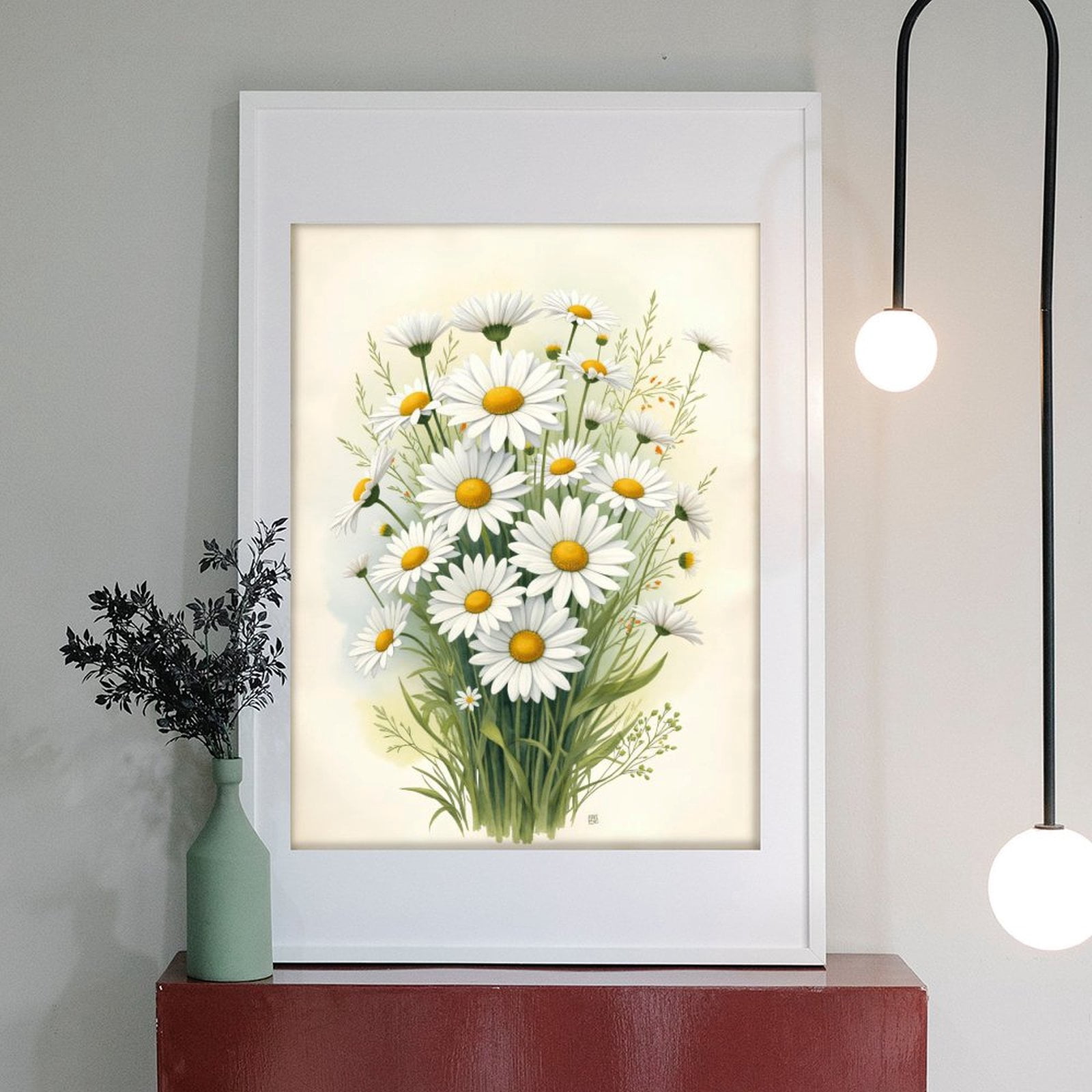 Diamond Art Kit for Adults, White Daisy Bouquet Illustration Diamond Painting for Adults Beginners, DIY Diamond Art Painting Kits, 5D Diamond Painting Crafts for Home Decor 12x16 Frameless