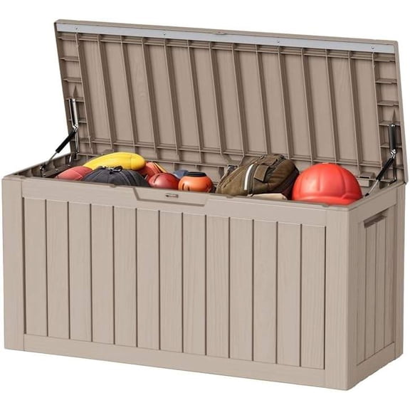 80 Gallon Resin Outdoor Storage Box with Lockable Lid, UV Resistant, for Patio Cushions, Garden Tools, Pool Supplies