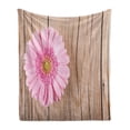 thumbnail image 1 of Rustic Soft Flannel Fleece Throw Blanket, Large Gerbera Daisy on Oak Tree Background Dramatic South American Exotic Photo, Cozy Plush for Indoor and Outdoor Use, 50" x 70", Pink Brown, by Ambesonne, 1 of 6