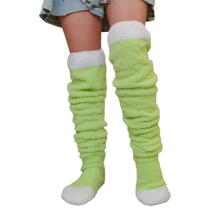

Sunisery Womens Thigh High Socks Over Knee Contrast Color Knitted Long Stockings Winter Warm Leg Warmers Socks