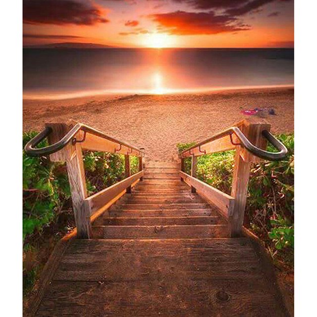 Taladro diamante pintura (DE0148) 5D DIY playa completa escaleras punto de cruz bordado Kit 40x50cm Hugtrwg Para estrenar