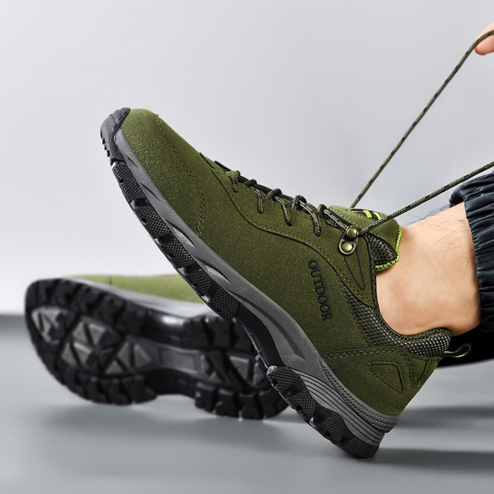 CPNG Men's Walking Sneakers Low-Top Hiking Shoes Extra Wide Lightweight Breathable Outdoor Cushion Sneakers Non-Slip Running Trekking Camping Walking Shoes