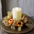 thumbnail image 5 of HomelyJoy Thanksgiving Decorations Candle Holder & Fall Centerpiece for Table, Elegant Floral Arrangement with Pumpkins Berries Maples for Dining Room Table Desktop Home Decor, 5 of 7
