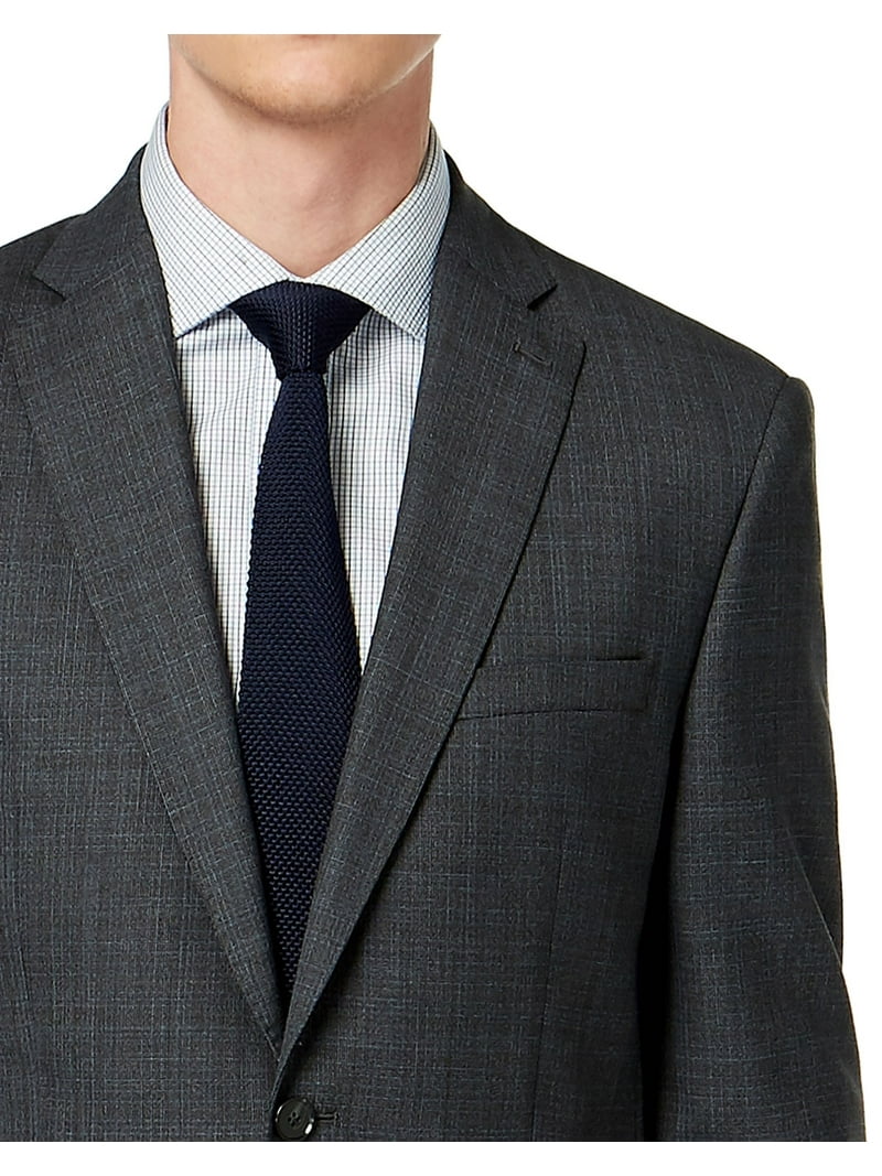 DKNY Mens Slim-Fit Plaid Wool Suit Separate Jacket 36 Short