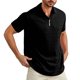 thumbnail image 1 of Camisa de manga corta con cremallera y malla de corte ajustado para hombre - Poliéster, transpirable para el verano, 1 of 4
