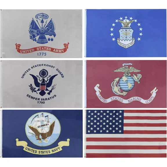 3x5 United States Military 6 Flag Boxed Set 100D Polyester Nylon