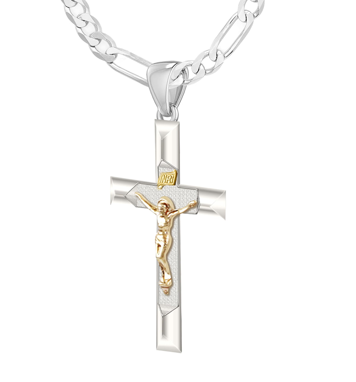Yellow Gold Plated Sideways Plain Cross .925 Sterling Solid Silver Pendant Necklace Silver Rose Gold 