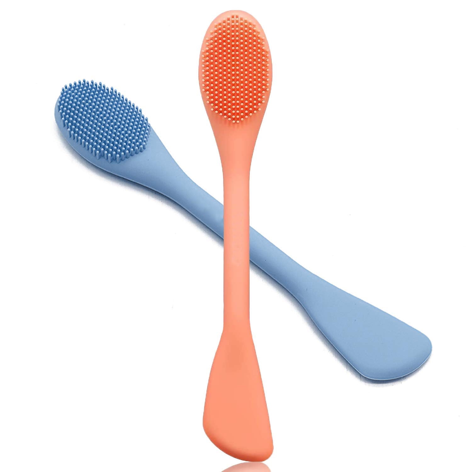 Silicone Face Mask Brush Flexible Facial Mud Mask Applicator Massager Brush Face Mask Spatula Hairless Moisturizers Applicator Tools For Mud,Clay,Body Lotion,Diy Mask (Orange+Dark Blue)