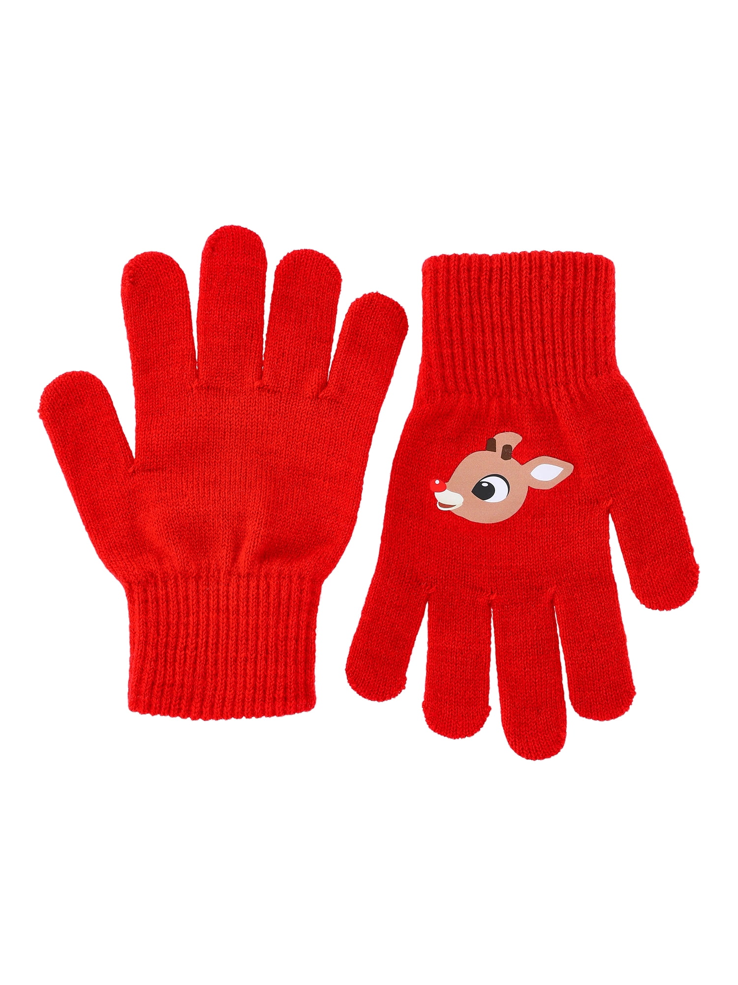 Rudolph the Red Nosed Reindeer Girls' Beanie Hat and Gloves Set, 2-Piece
