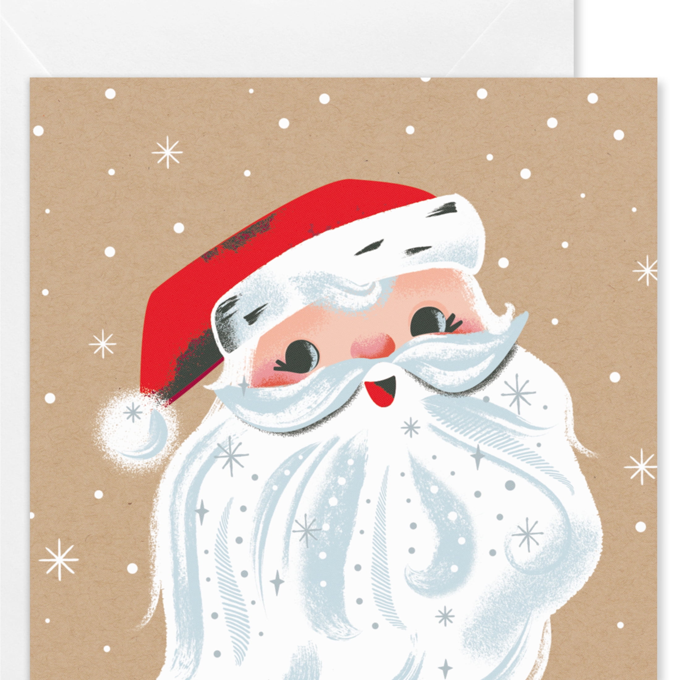 American Greetings 8-Count Blank Christmas Card Pack, Vintage Santa Design