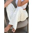 thumbnail image 6 of Womens Summer Solid Color Hollow Out Embroidery Casual Elastic Waist Long Pants Versatile Comfort White L, 6 of 9