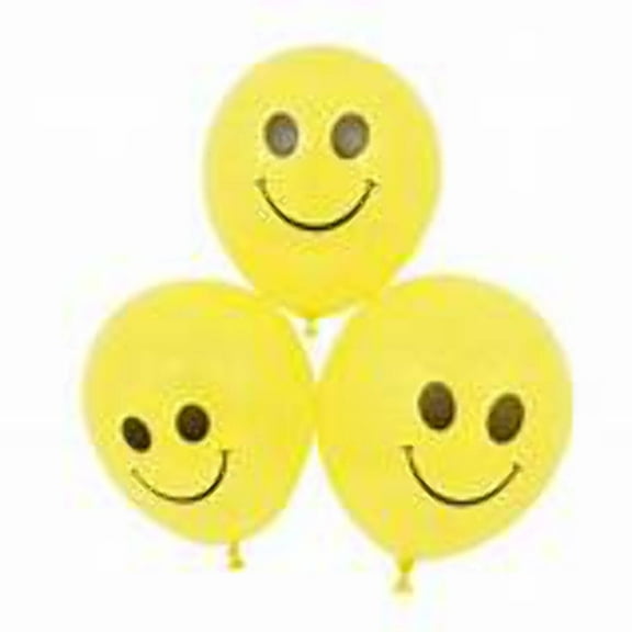 Yellow Latex Balloons W/Smiley Faces (Yellow)