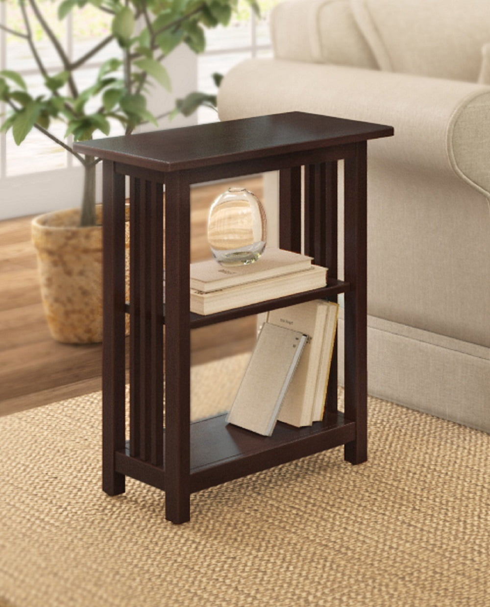 Mission 2-Shelf End Table, Espresso : ChooChoo Mission End Tables Set of 2, Narrow Side