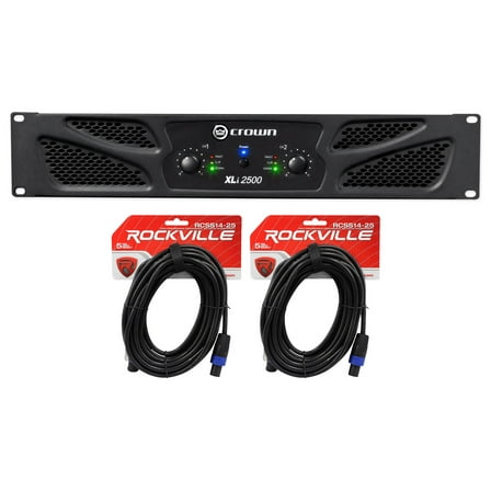 Crown Pro Audio XLi2500 1500w 2 Channel DJ/PA Amplifier Amp (2) Speakon Cables