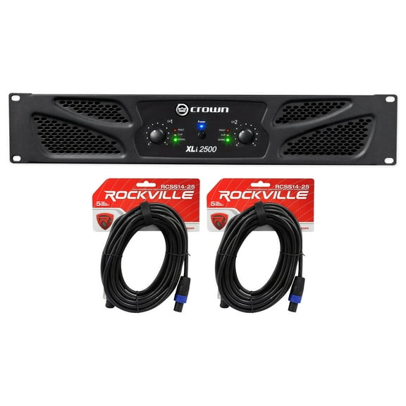Crown Pro Audio XLi2500 1500w 2 Channel DJ/PA Amplifier Amp (2) Speakon Cables