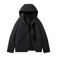 thumbnail image 2 of Unisex Waterproof Jackets Mens Women Casual Hooded Coat Softshell Fleece Lined Running Jackets Tactical Military Work Fishing Hunting Climbing Black S, 2 of 3
