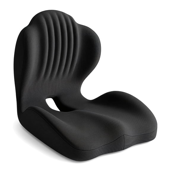 Ergonomic Seat Cushion for Office Chair – L-Shaped Memory Foam Orthopedic Coccyx Cushion with Lumbar Support & Tailbone Pain Relief for Car, Truck, Gaming Chair (Black)