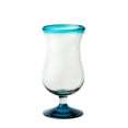 thumbnail image 3 of 10 Strawberry Street Aqua Rim Hurricane Handblown Mexican Glass, Set of 6, 3 of 4