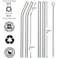 thumbnail image 4 of Reusable Glass Straws Set, 4-piece Drinking Staws with Cleaning Brush, 8" x 8 mm, Transparent Straws, Smoothie Straws for Milkshakes Tea Juice Wine, Dishwasher Safe, 4 of 8