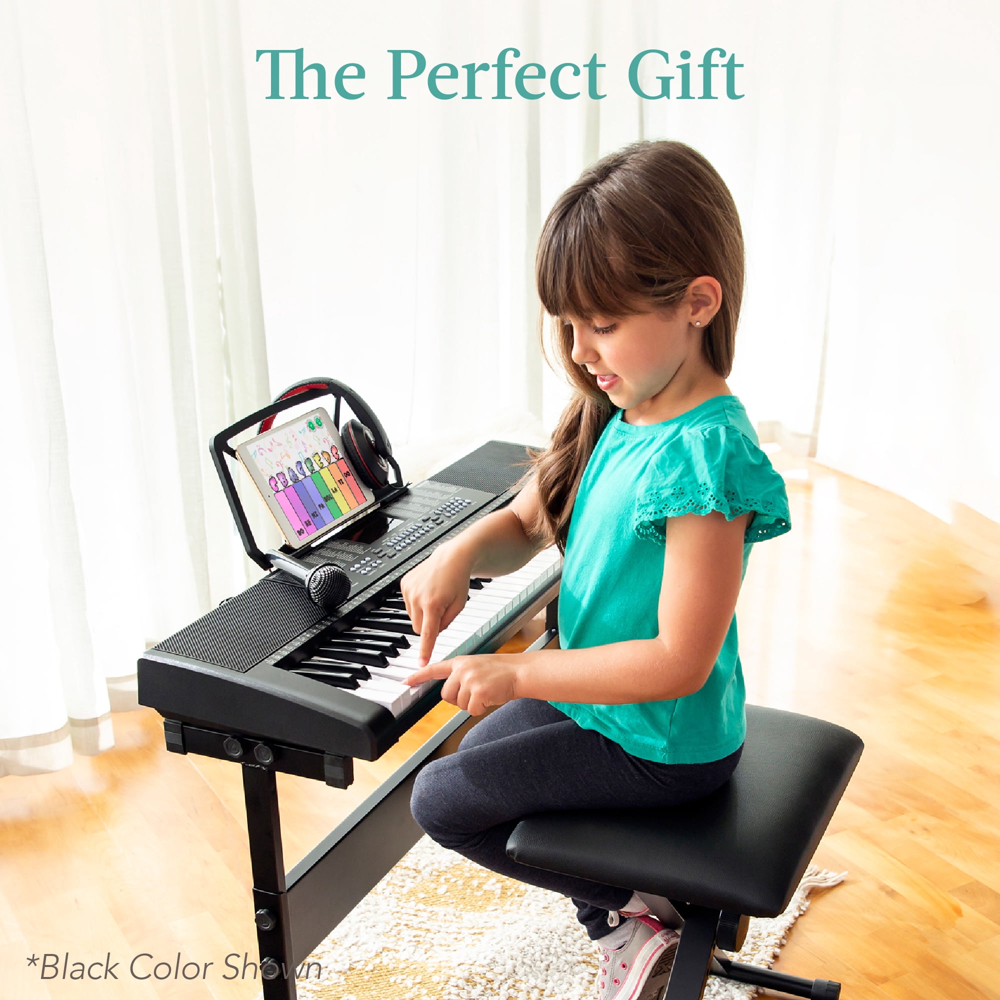 Best Choice Products 61-Key Beginners Electronic Keyboard Piano Set w/ LED, 3 Teaching Modes, H-Stand, Stool - White