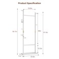 thumbnail image 3 of Solid Wood Coat Rack, Freestanding Heavy Duty Coat Tree with 2 Hanging Bars/Shelves & 5 Hooks, Easy to Assemble Clothes Rack for Entryway, Living Room, Bedroom, White Finish, 3 of 7