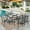 Gray, variant on Summit Living 7-Piece Outdoor Patio Dining Set with Rectangle Steel Table with Wooden Tabletop & Textilene Chairs for 6-Person, Black & Gray